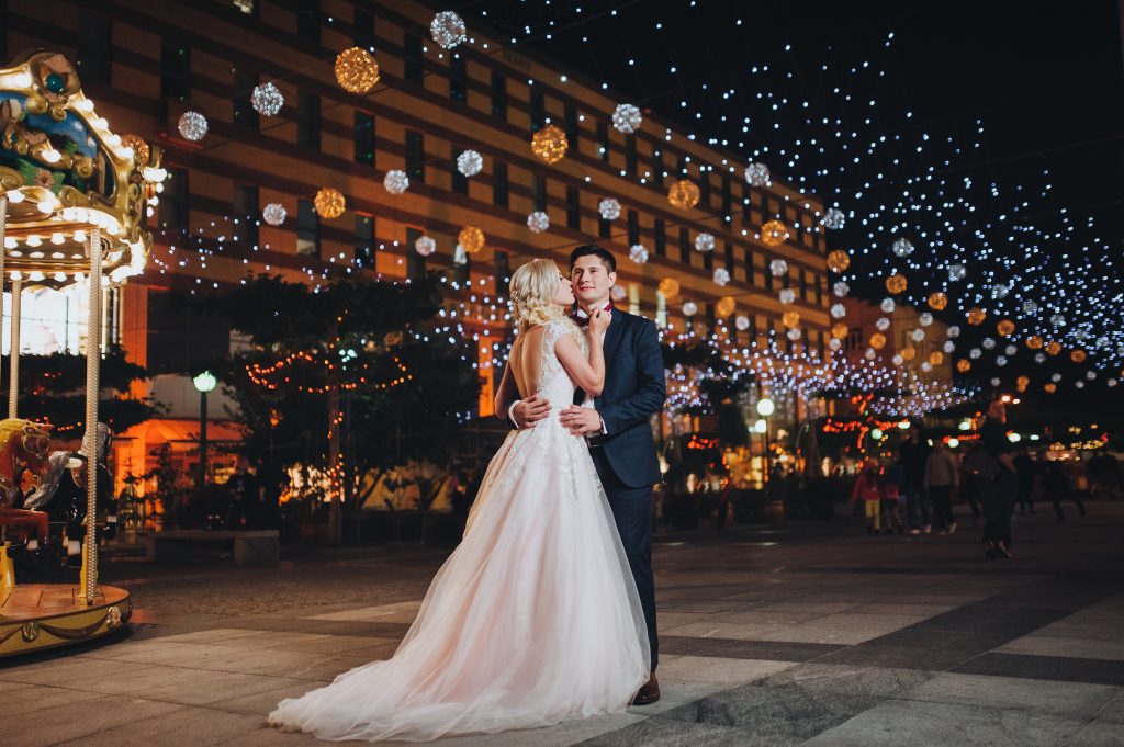 bride and groom dancing