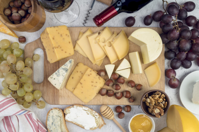 Cheese selection at a wedding